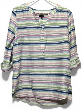 Talbots 100% Linen Striped Top – Size Medium – Excellent Condition